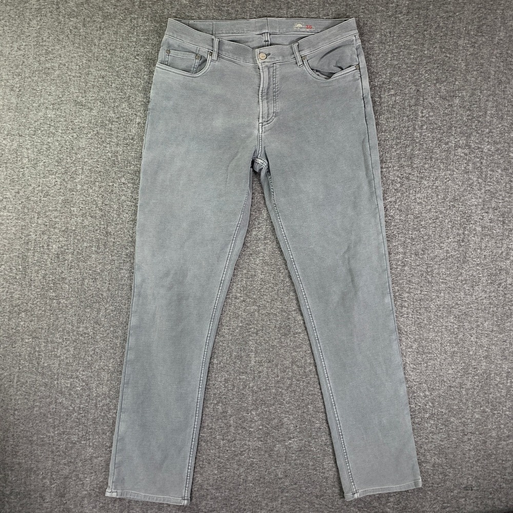 Faherty Stretch Terry Pants Men 36x31 Gray 5 Pocket Performance Modern